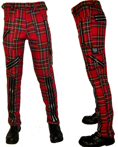 PANTALON PUNK ESCOCES ROJO CON CREMALLERAS